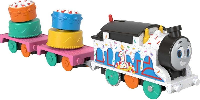 THOMAS & FRIENDS قطار لعبة كهربائي، محرك توماس كعكة متمايلة مع عربات شحن وقطع للعب التخيلي للأطفال في مرحلة ما قبل المدرسة من عمر 3 سنوات فما فوق - Image 1